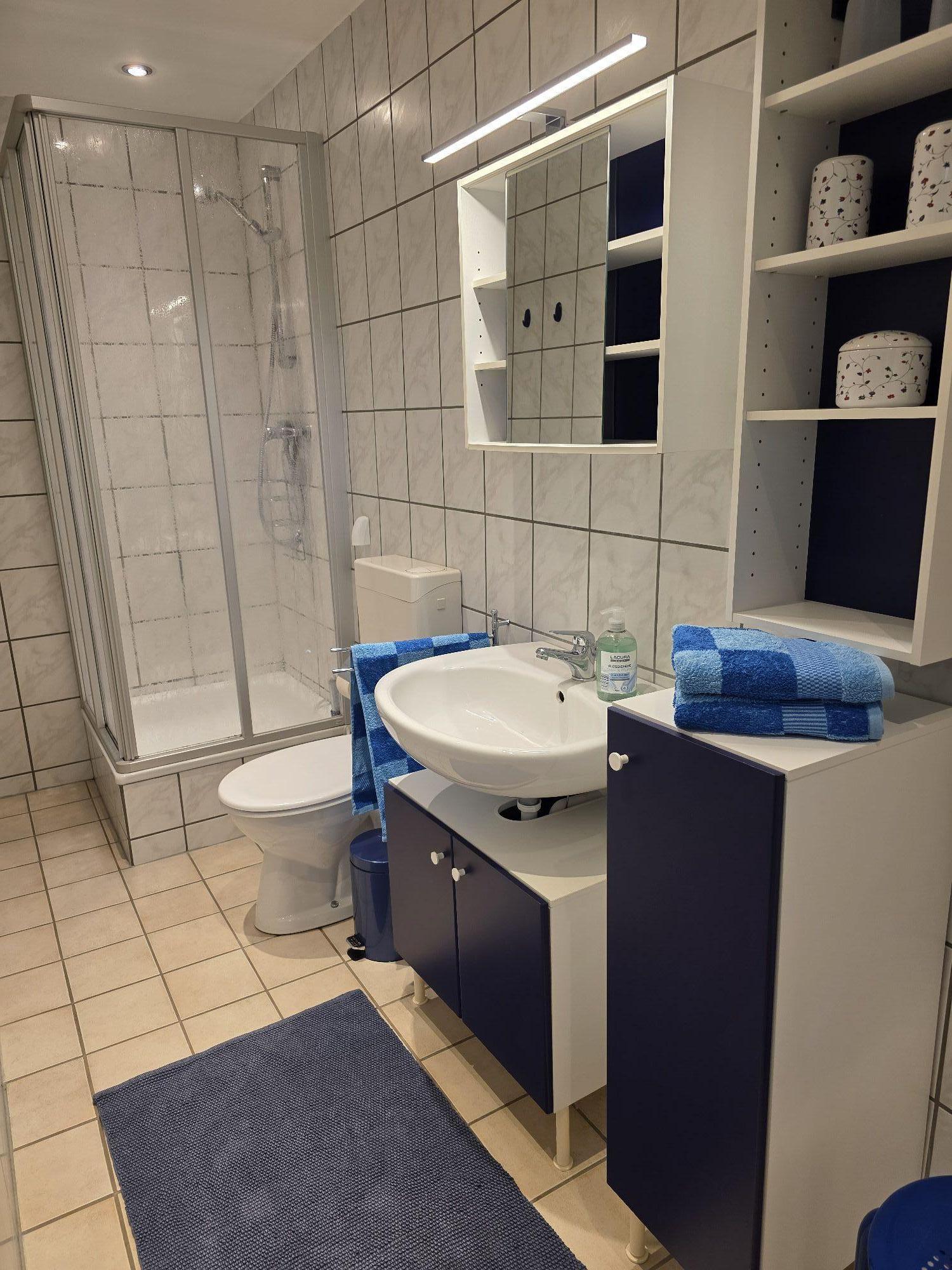 Bad mit Dusche und WC